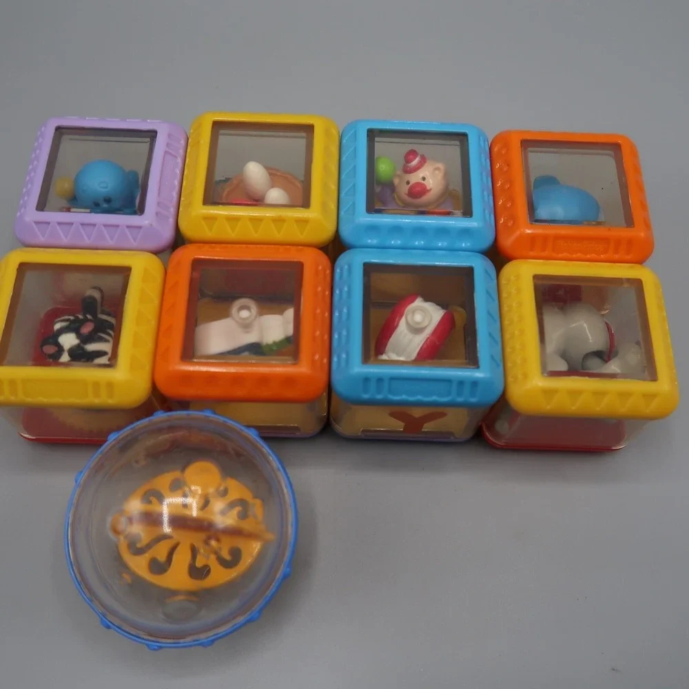 9 Fisher Price Peek A Boo Blocks Stacking Sensory Animals Letters Lot